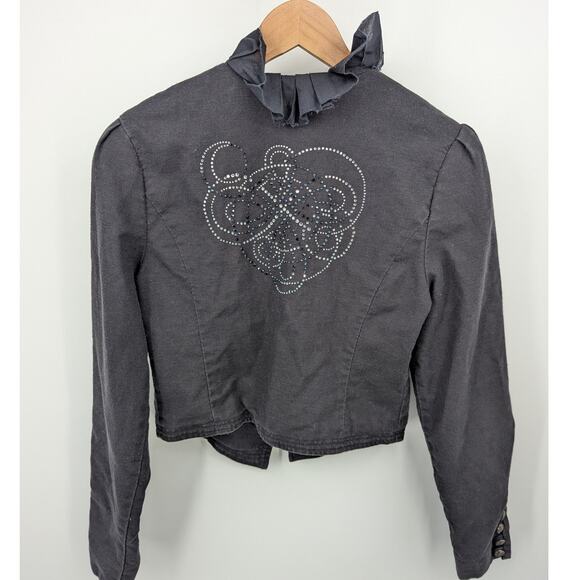 VTG Y2k Libertine for Target Ruffle Trim Cropped Jacket Women’s Medium M Goth - Picture 5 of 7